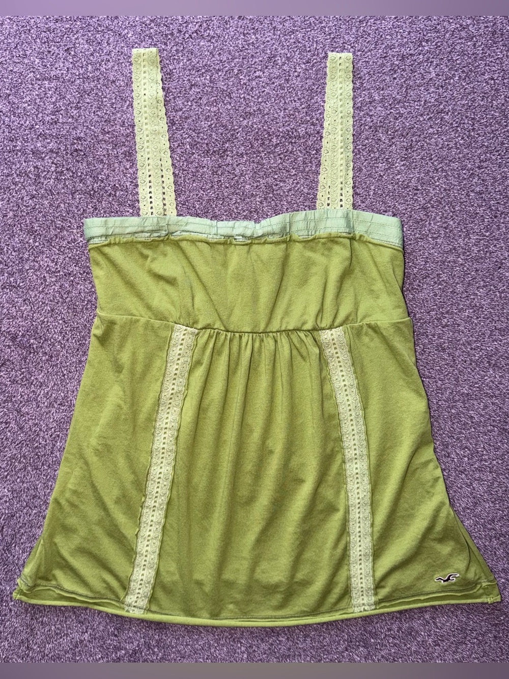 Vintage Y2K Hollister 2000s Lace Trim Babydoll Tank Top